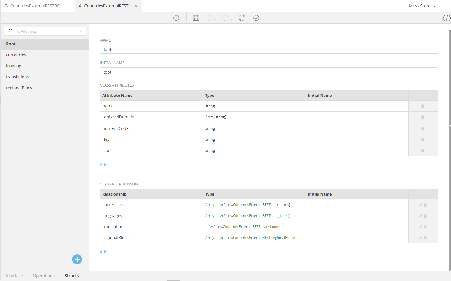 Countries External REST Structures