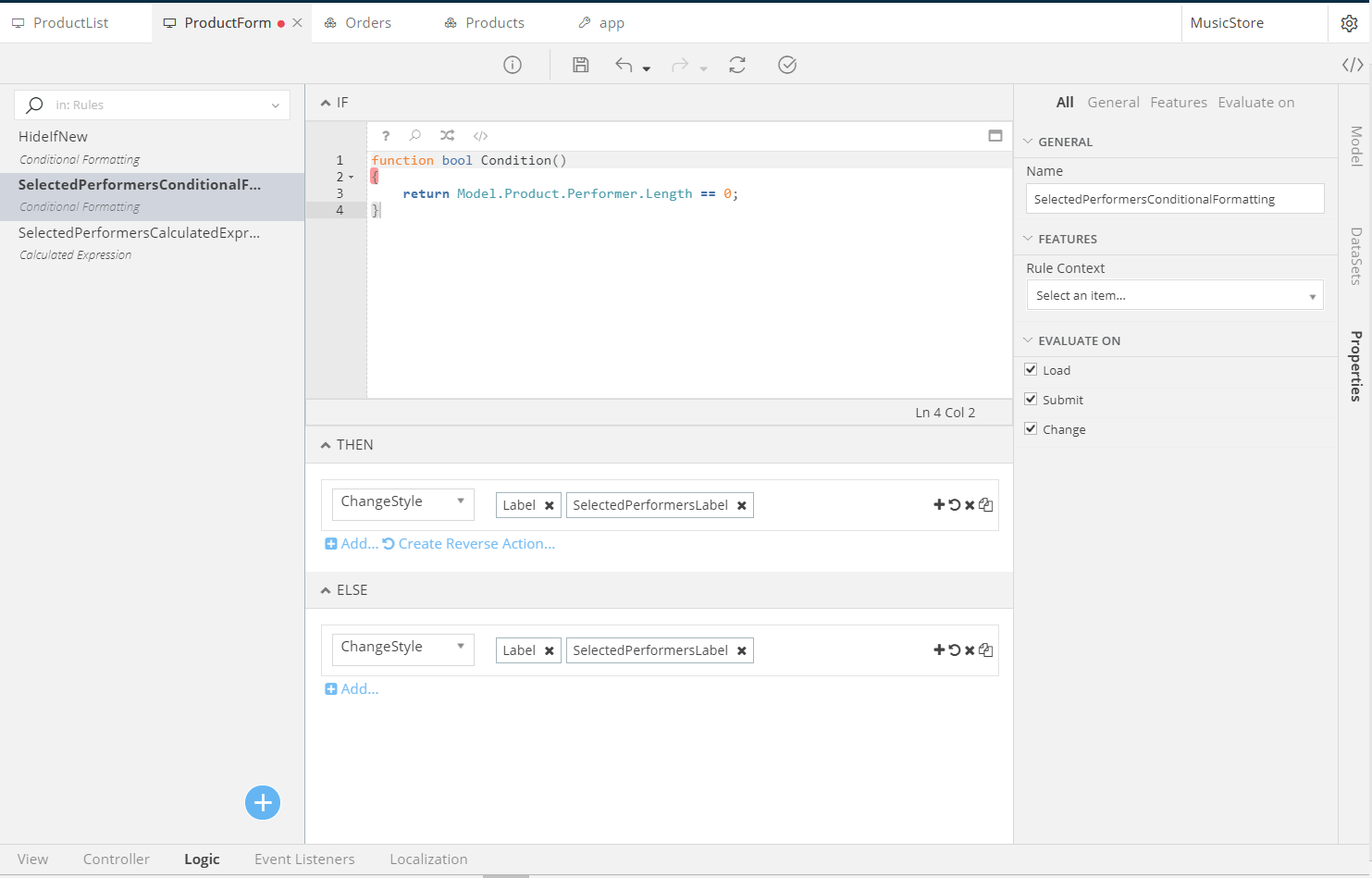 SelectedPerformers Conditional Formatting